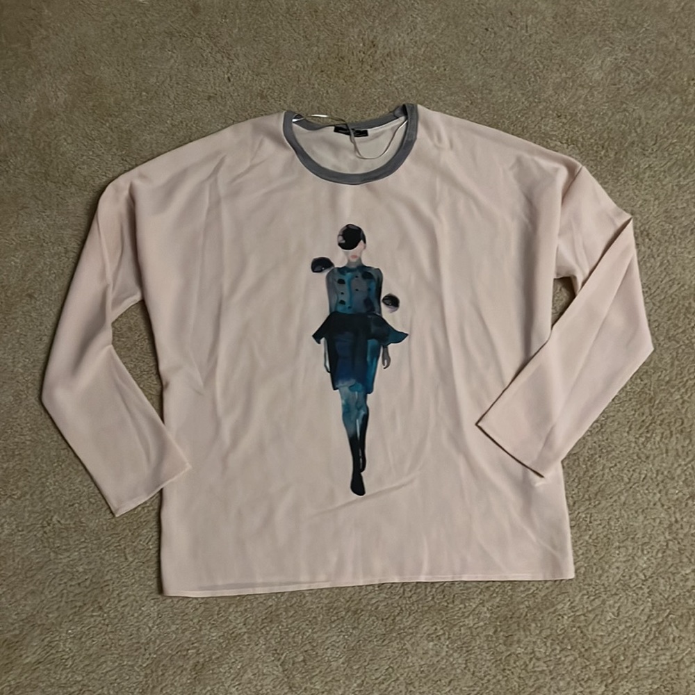 Zara Blush Pink Blouse with a print
